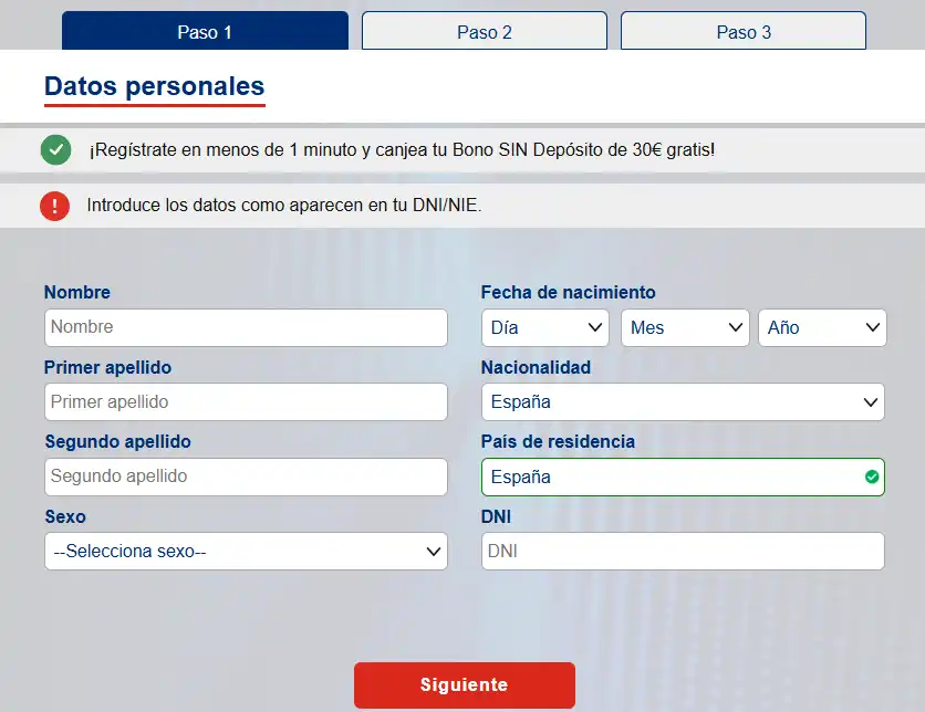 Formulario oficial de registro de JOKERBET